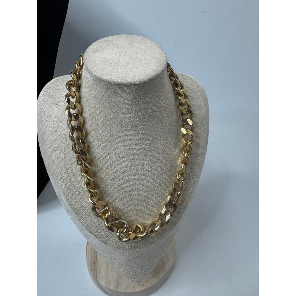 Vintage Gold Tone Chunky Curb Link Chain Statement Necklace 17.5 Inch
